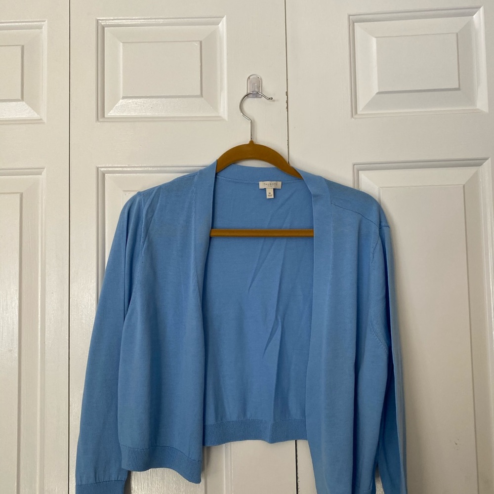 Talbots size XL light pink or , blue Shawl sweater